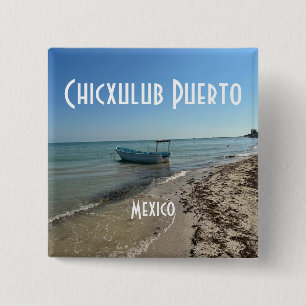 Bóton Quadrado 5.08cm Chicxulub Puerto, México - Botão Quadrado
