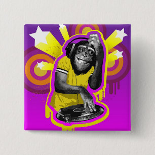 Bóton Quadrado 5.08cm Chimpanzé DJ