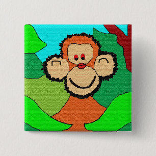 Bóton Quadrado 5.08cm chimpanzé do imp