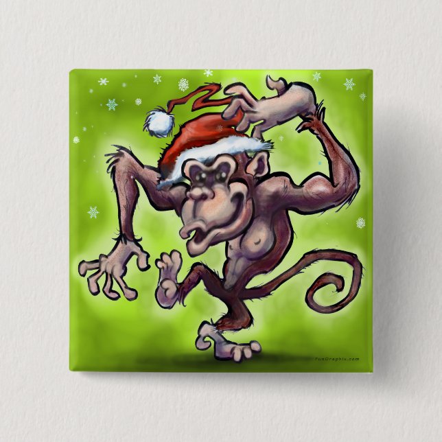 Bóton Quadrado 5.08cm Chimpanzé Natal (Frente)