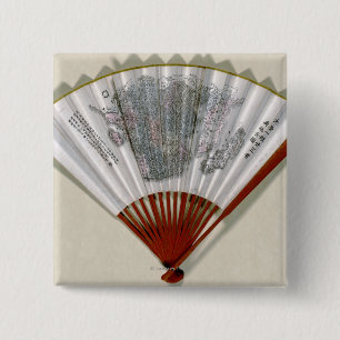 Bóton Quadrado 5.08cm China na face de um mapa do fãPanorâmico