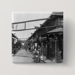 Bóton Quadrado 5.08cm Chinatown em Shanghai, final do século XIX