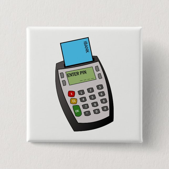 Bóton Quadrado 5.08cm Chip e Pin Machine (Frente)