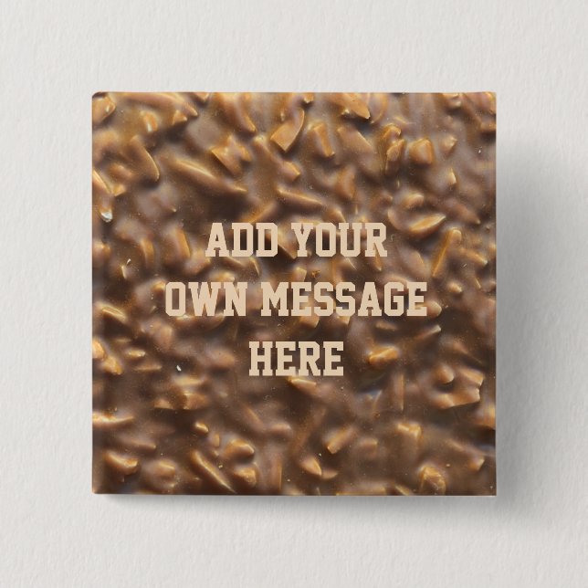 Bóton Quadrado 5.08cm Chocolate Grosso Personalizado com Texto (Frente)