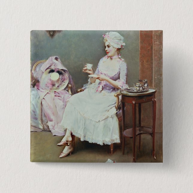 Bóton Quadrado 5.08cm Chocolate quente (óleo em canvas) (Frente)