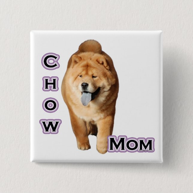 Bóton Quadrado 5.08cm Chow Chow Mãe 4 - Botão (Frente)