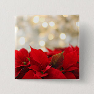 Bóton Quadrado 5.08cm Christmas Poinsettia