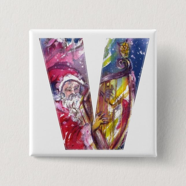 BÓTON QUADRADO 5.08CM CHRISTMAS V CARTA / PAPAIS NOEIS QUE REPRODUZEM HA (Frente)