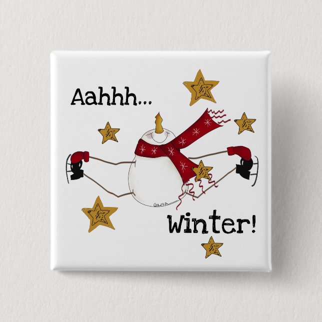 Bóton Quadrado 5.08cm Christmas Winter Snowman (Frente)