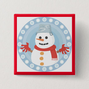BÓTON QUADRADO 5.08CM CHRISTMAS WINTER SNOWMAN