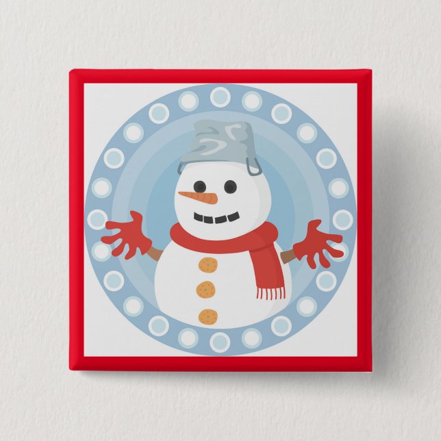 BÓTON QUADRADO 5.08CM CHRISTMAS WINTER SNOWMAN (Frente)