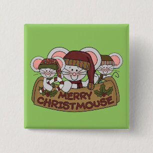 Bóton Quadrado 5.08cm Christmouse alegre