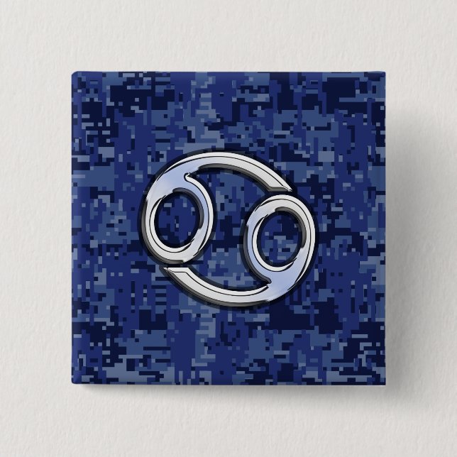 Bóton Quadrado 5.08cm Chrome Like Cancer Sign on Blue Digital Camo (Frente)
