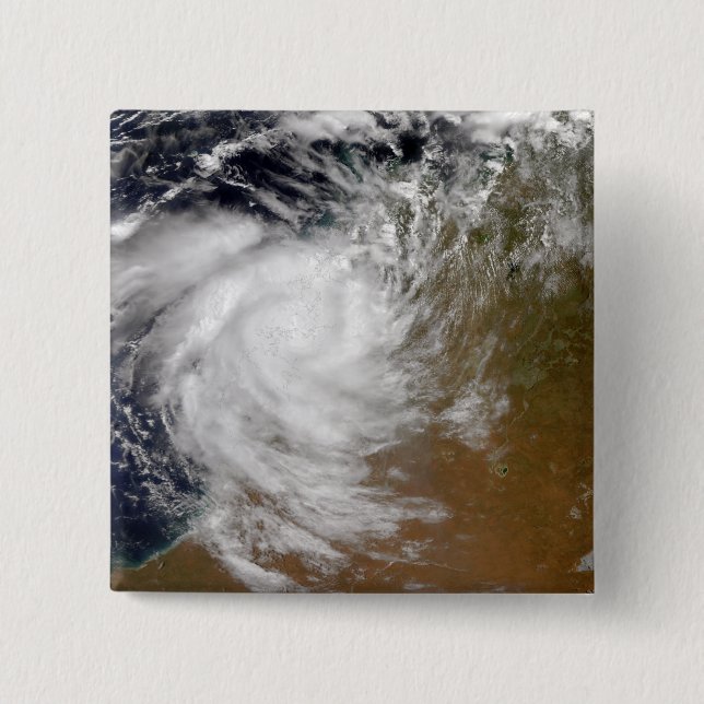 Bóton Quadrado 5.08cm Ciclone Tropical Magda chegando em terra na Austrá (Frente)