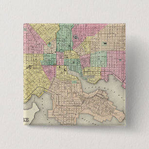 Bóton Quadrado 5.08cm Cidade De Baltimore Maryland