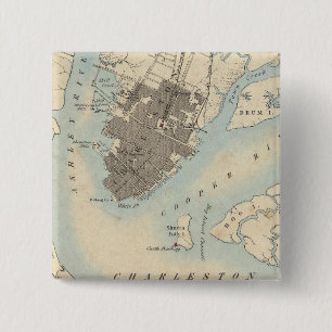 Bóton Quadrado 5.08cm Cidade de Charleston, Carolina do Sul