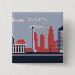 Bóton Quadrado 5.08cm Cidade de Jacarta
