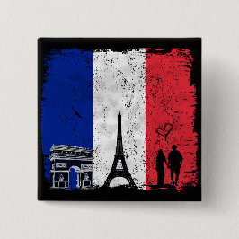 Bóton Quadrado 5.08cm Cidade de Paris do amor