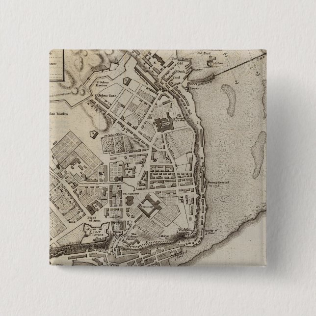 Bóton Quadrado 5.08cm Cidade de Quebec (Frente)
