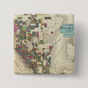 Bóton Quadrado 5.08cm Cidade De Seattle E Águas