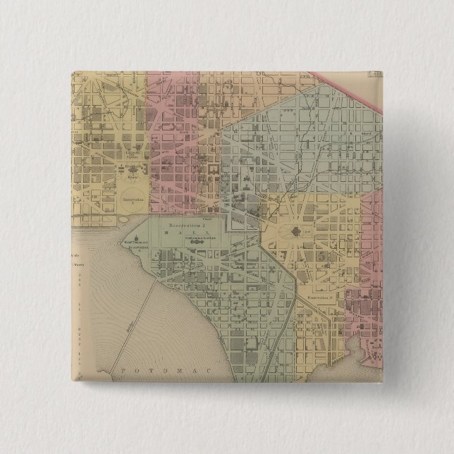 Bóton Quadrado 5.08cm Cidade de Washington (Frente)