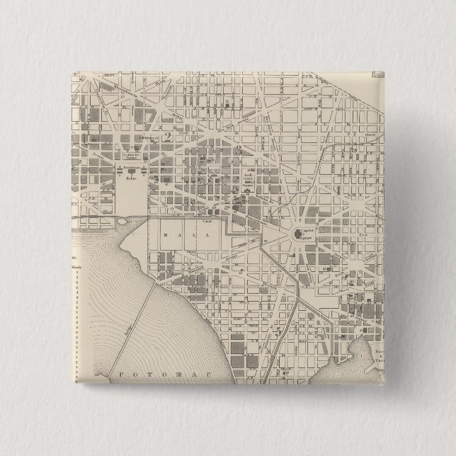 Bóton Quadrado 5.08cm Cidade de Washington 2 (Frente)