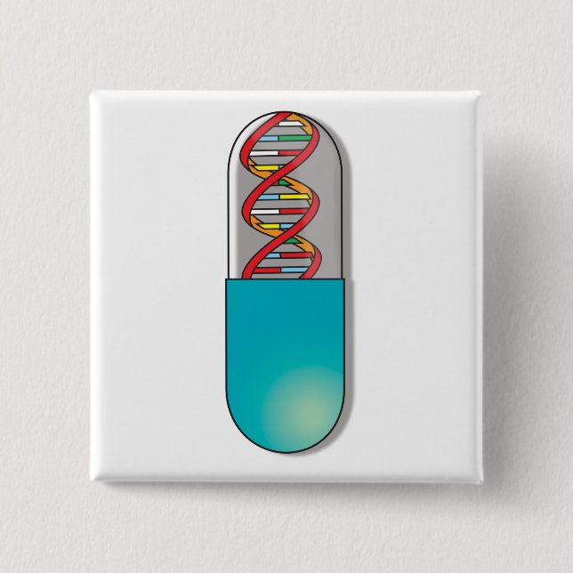 Bóton Quadrado 5.08cm Ciência da Cápsula de DNA (Frente)