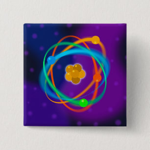 Bóton Quadrado 5.08cm Ciência dos Pontos de Estrutura Atômica