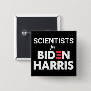 Bóton Quadrado 5.08cm Cientistas para Biden Harris Texto Personalizado P