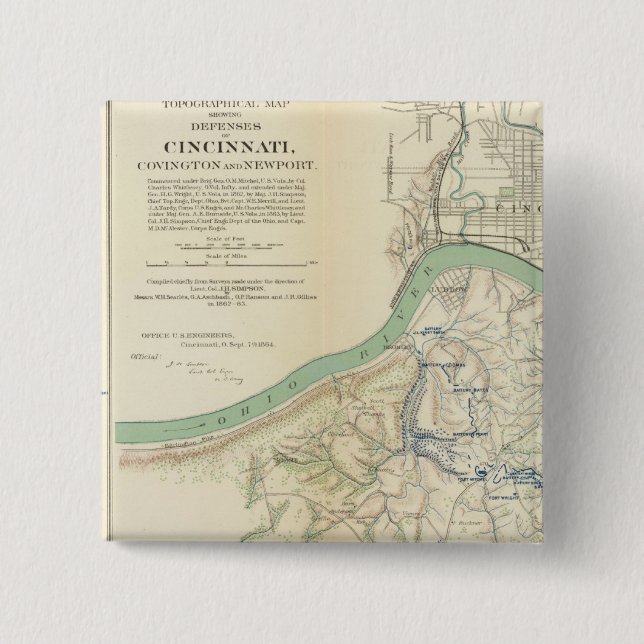 Bóton Quadrado 5.08cm Cincinnati, Covington, Newport (Frente)