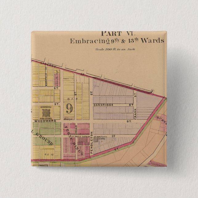 Bóton Quadrado 5.08cm Cincinnati, Ohio 8 (Frente)