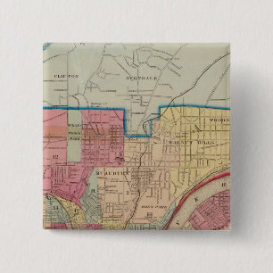 Bóton Quadrado 5.08cm Cincinnati, Ohio e vizinhanças