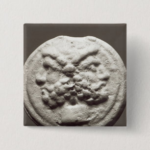 Bóton Quadrado 5.08cm Cinco moedas que descrevem Janus, Jupiter