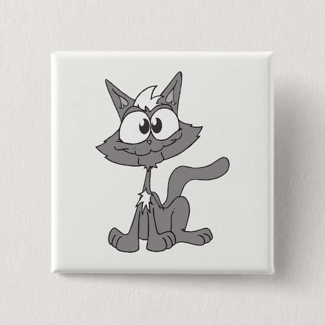 Bóton Quadrado 5.08cm Cinza Cat (Frente)