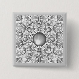 Bóton Quadrado 5.08cm Cinza de rendas cerâmicas