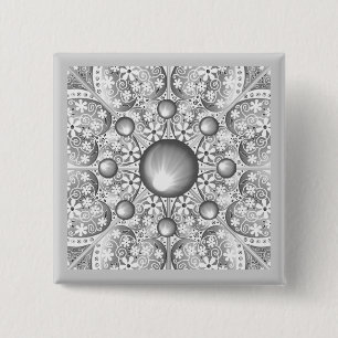 Bóton Quadrado 5.08cm Cinza de rendas cerâmicas