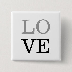 Bóton Quadrado 5.08cm Cinza Preto Script Amor Casamento 
