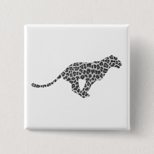 Bóton Quadrado 5.08cm Cinzas do leopardo e luz - silhueta cinzenta