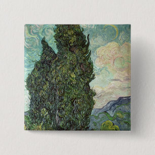 Bóton Quadrado 5.08cm Ciprestes de Vincent van Gogh , 1889