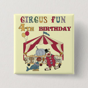 Bóton Quadrado 5.08cm Circo 4º Aniversário Camisetas e presentes