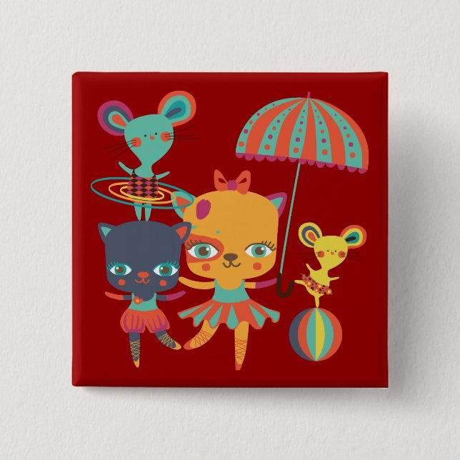 Bóton Quadrado 5.08cm Circo Cuties (Frente)