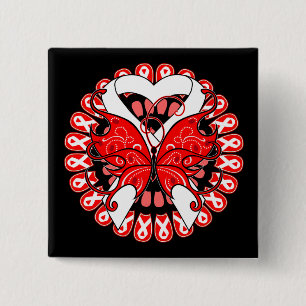 Bóton Quadrado 5.08cm Círculo da borboleta do câncer pulmonar das fita