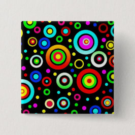 Bóton Quadrado 5.08cm Círculos Coloridos