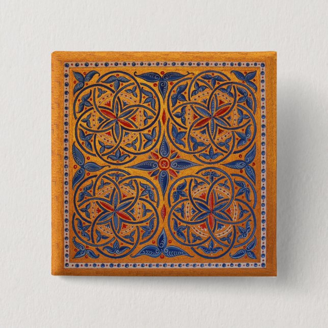 Bóton Quadrado 5.08cm Círculos medievais (Frente)