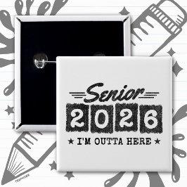 Bóton Quadrado 5.08cm Citação de Graduação Vintage Senior 2026 Tipo Retr