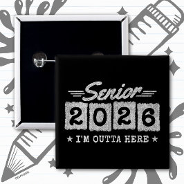 Bóton Quadrado 5.08cm Citação de Graduação Vintage Sênior 2026 Tipo Retr