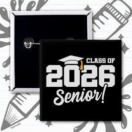 Bóton Quadrado 5.08cm Citação Divertida de Graduação da Turma de 2026 do