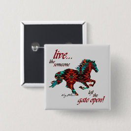 Bóton Quadrado 5.08cm Citação Inspirativa, Cavalo