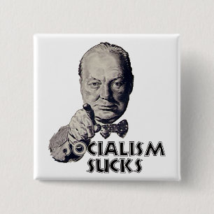 Bóton Quadrado 5.08cm Citações de Churchill: O socialismo suga!