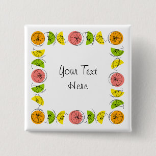 Bóton Quadrado 5.08cm Citrus Square Text button square
